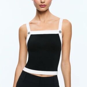 Alice and Olivia Dandi Knit tank with pearl button detail - NEW WITH TAGS